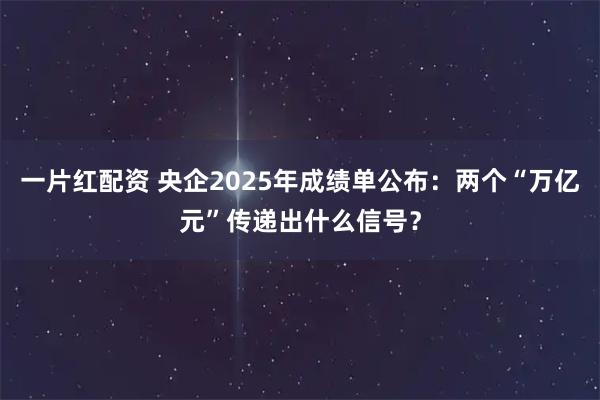 一片红配资 央企2025年成绩单公布：两个“万亿元”传递出什么信号？