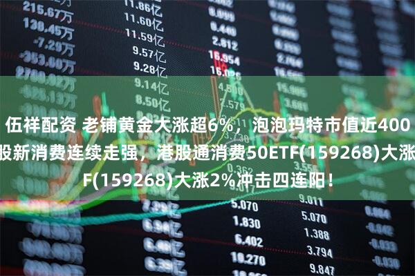 伍祥配资 老铺黄金大涨超6%，泡泡玛特市值近4000亿创新高！港股新消费连续走强，港股通消费50ETF(159268)大涨2%冲击四连阳！